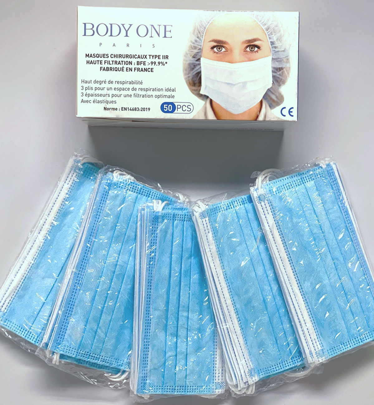 Masques chirurgicaux - Type IIR - Bleu - Boîte de 50